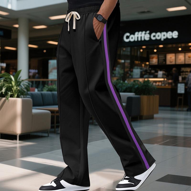 Summer new men's colour blocking casual trousers large size trousers Slim breathable trousers fashionable