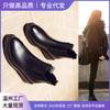 Year Flat Women's Short Boots Leather Autumn and Winter New Martin Boots Velvet Thick-soled Chelsea Boots Thick Heel Single Boots