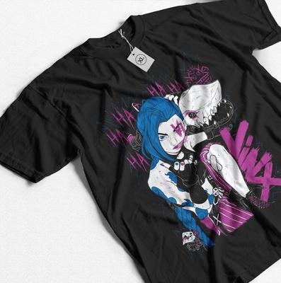 Jinx Arcane T-Shirt Japanese Anime Jinx Arcane Cartoon Graphic Shirt All Size Unisex T-Shirt