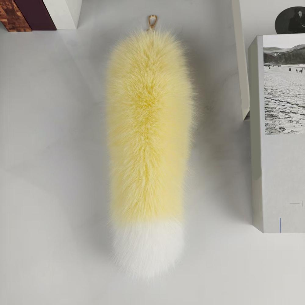 Fashion Huge Fluffy Faux Fur Fox Tail Keychain Warm Thickening Therian Tail Bag Charms Soft Fur Pendant for Women Girl
