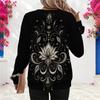 Women Plus Size Round Neck Long Sleeve Boho Printed Pullover Sweatshirt