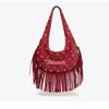 Yogodlns Fashion Personality Women's Underarm Bag Retro Leather Texture Tassel Rivet Bag Versatile Simple Trend Shoulder Bag