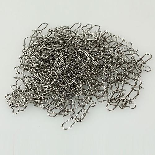 100pcs Metal Fishing Connector Fast Clip Lock Snap Swivel Solid Rings Fishing Hook Tools For Seawater Freshwater