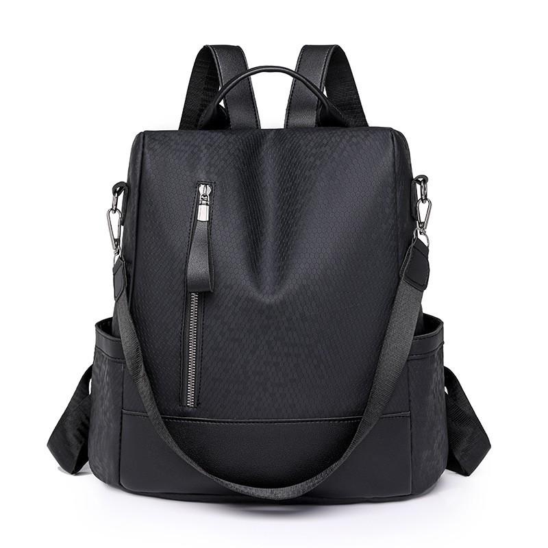 Womens Casual Backpack Large Capacity Travel Bag Street Style Oxford Fabric School Bookbag With Anti-Theft Zippered Pockets