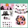 Latex Material Pink Halloween Party Decoration Balloon Pumpkin Banner Cake Insert Set