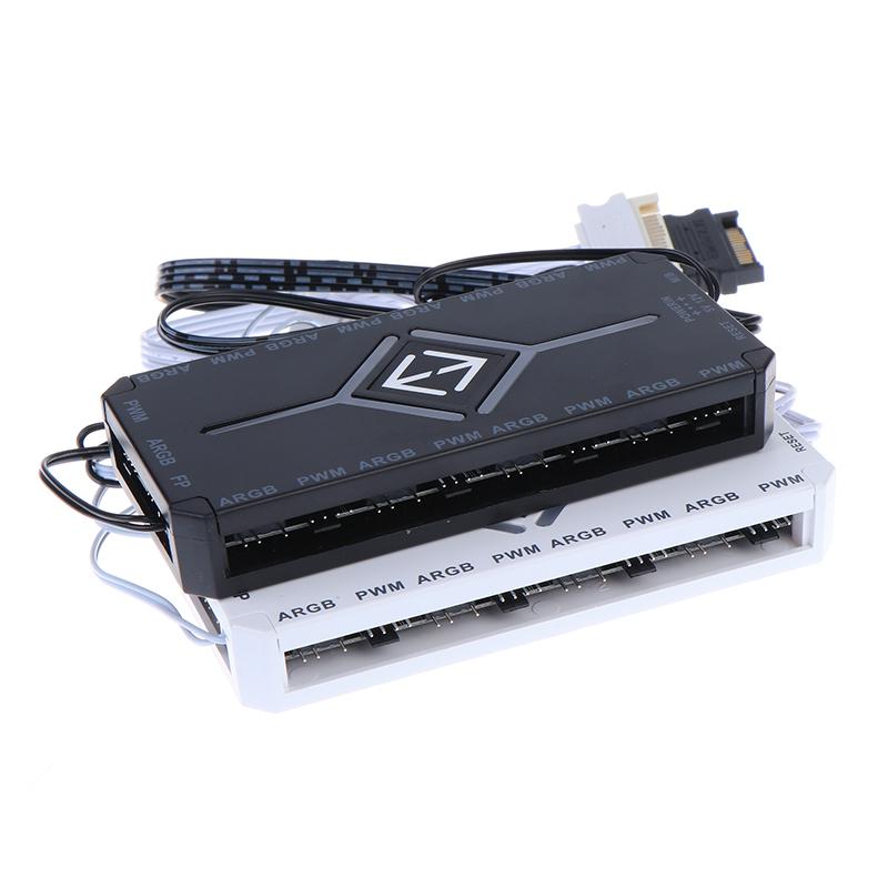 1 To 9 3 In 1 5V 3 Pin Argb Controller Cooling Fan Hub Pwm Magnetic Suction Hub With Argb Controller 5V 3 Pin For Pc Case