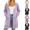 Sweat à capuche long zippé pour femme avec poches, Manteau à capuche polyvalent et décontracté pour un usage quotidien