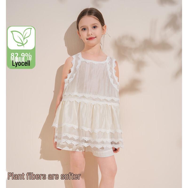 Mongtagut Girls  Summer Sleeveless Lace Vest Dress 140