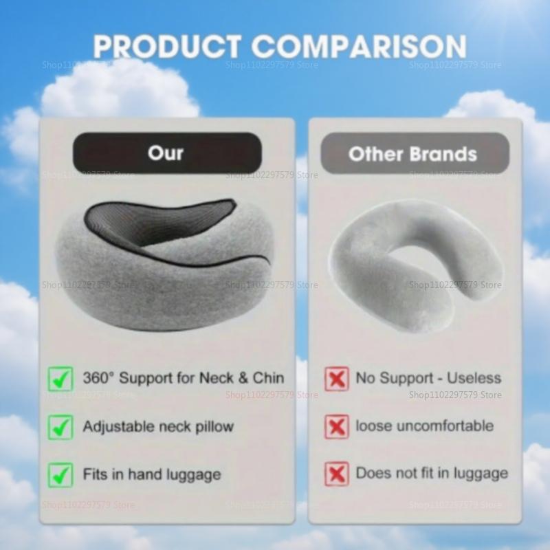 Travel Neck Pillow Memory Foam U-shaped Pillow Snail Style Travel Neck Support Portable Adjustable Soft Noon Break Sleep Pillows