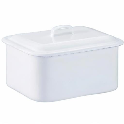 Nichinichi Dougu Enamel Storage Container Rectangle Canister 2kg Rice Bread Case Made in Japan White