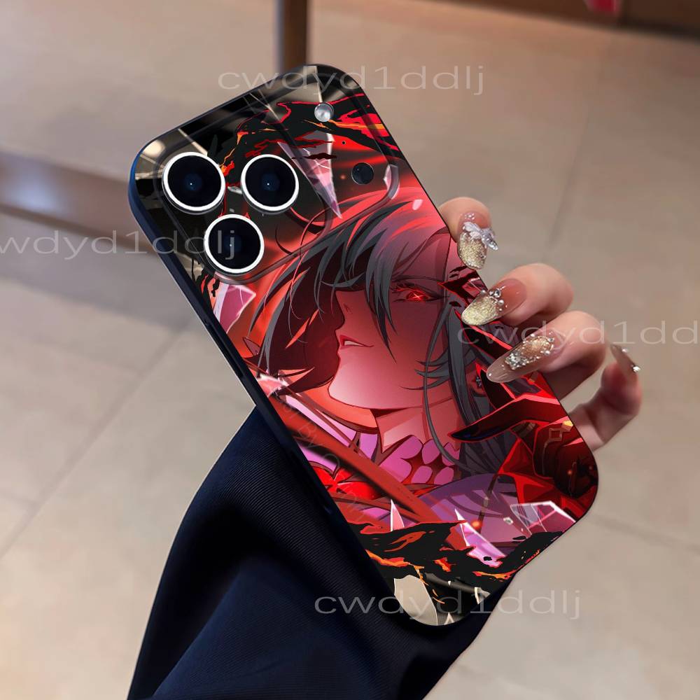 Arlecchino G-Genshin Impact For iPhone 17,16,15,11,12,14,13 Pro Max Mini XS,XR,7 Plus 16E Air Soft Black Dustproof Phone Case