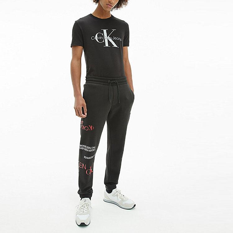 Calvin Klein Letter Print Crew Neck T-Shirt Men Tops Black J30J3208060GN