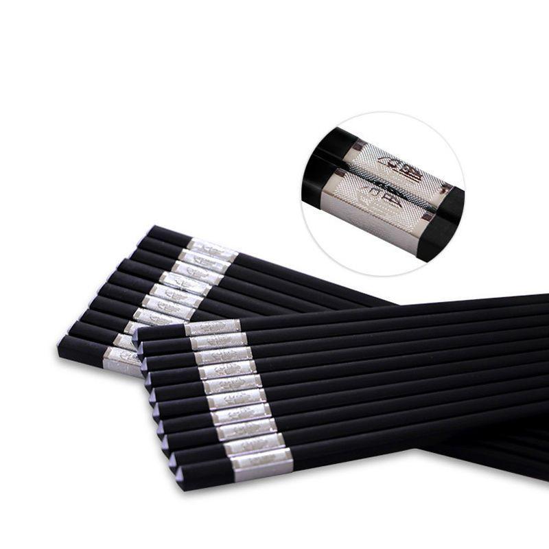 10 Wooden Pair Stainless Steel Chopsticks Family Hotels Food And Beverage Stores