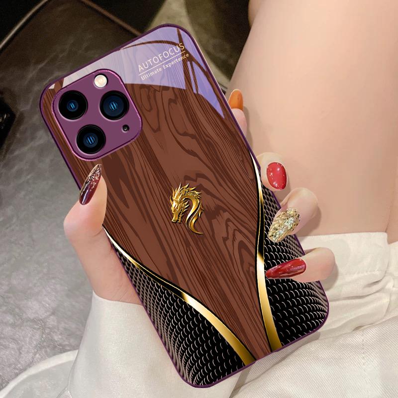 Yellow Dragon Qi Soars To The Sky For IPhone 15 Pro 14 13 12 Mini 11 XS Max XR 7 8 Plu SE 2020 2022 Tempered Glass Phone Case