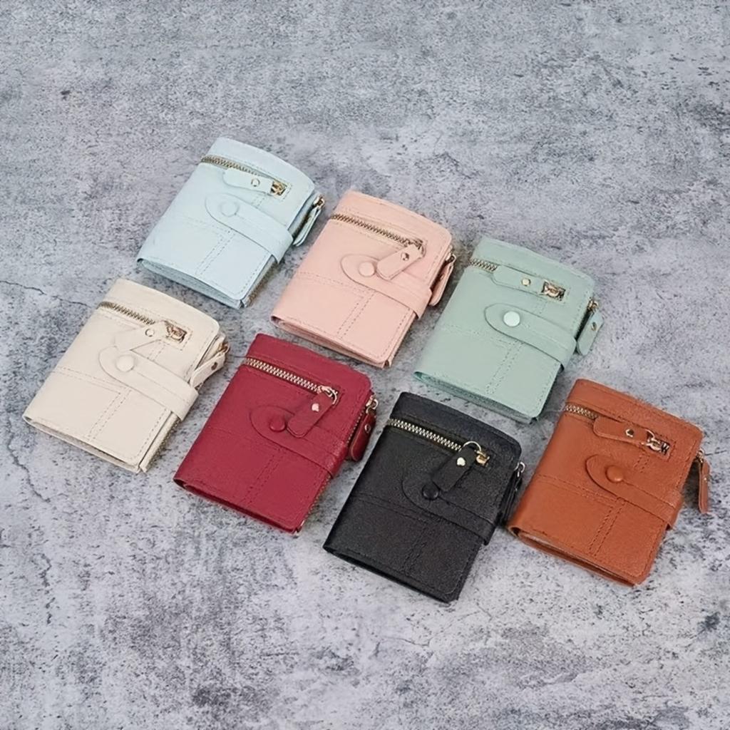 Billeteras para Mujer Cartera Billetera Pequeña Monedero Corta con Cremallera y Broche Cartera de Moda Femenina de Cuero Bolso para Dinero