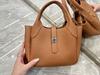 New first-layer cowhide leather high-end bucket bag vegetable basket bag single shoulder crossbody handbag women's bag