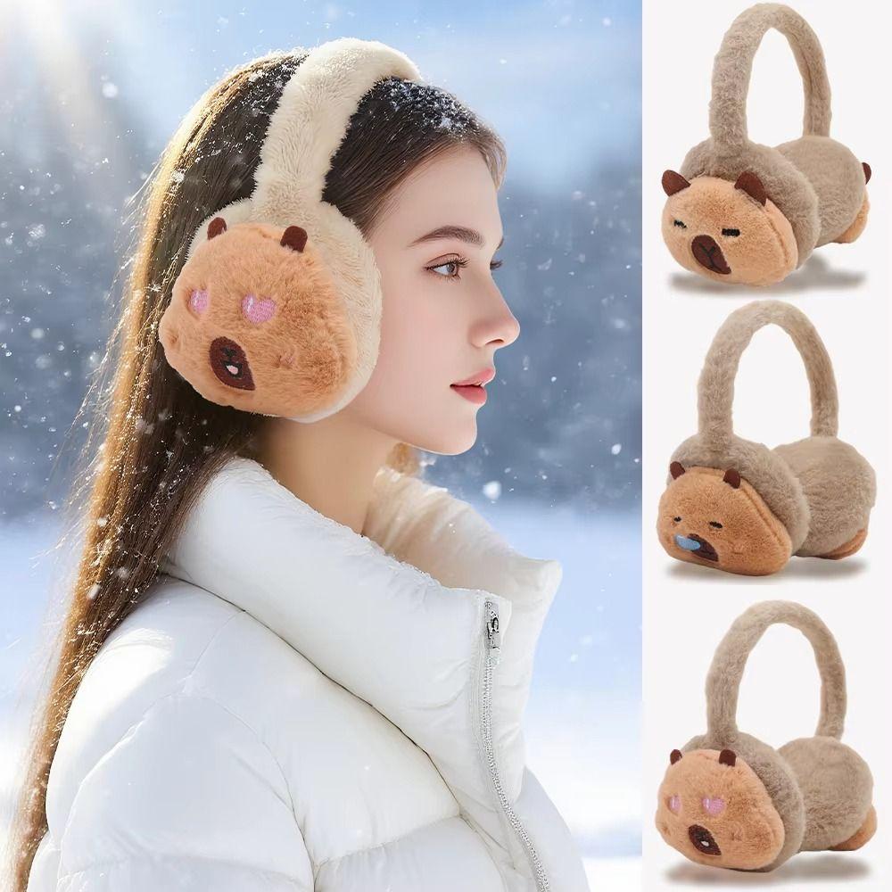 Cartoon Animal Warm Earflaps Windproof Cute Ear Cover Comfortable Capybara Plush Earmuffs  Riding