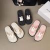 Cute cartoon flip-flops women's 2025 summer new outer wear thick bottom heightening beach seaside sandals flip-flops