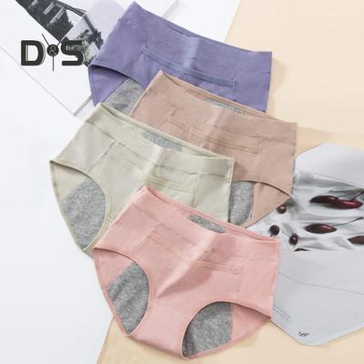 Damen-Menstruationshöschen, mittlere Taille, Baumwolle, auslaufsicher, Übergröße, weich, atmungsaktiv, antiseptisch, einfarbig, elastisch, feuchtigkeitsableitend, für Damen