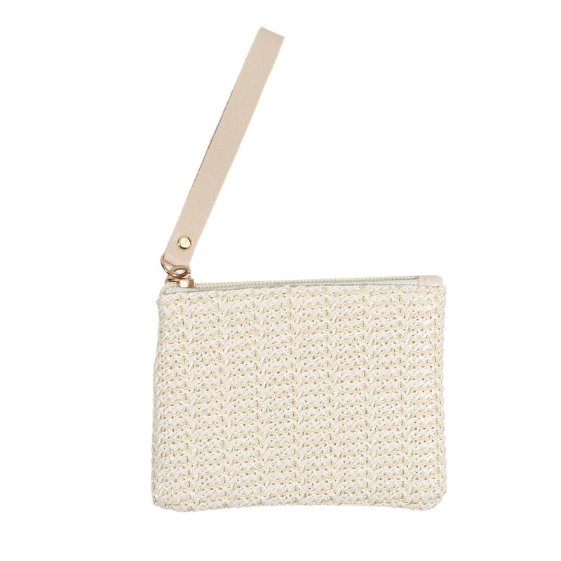 Women Girls Straw Clutch Purses Lightweight Summer Beach Mobile Phone Wallet Coin Change Pouch