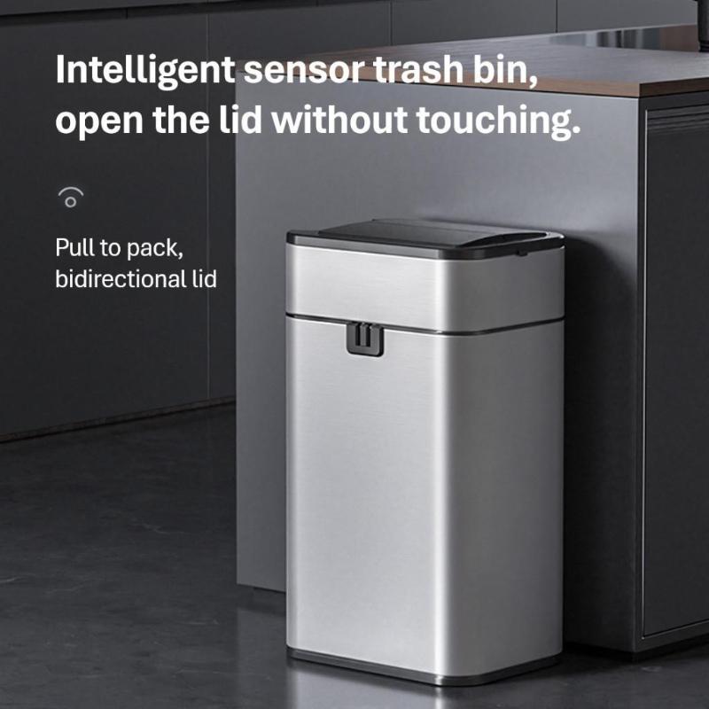 30L Large Capacity Smart Motion-Sensing Trash Bin Bathroom Office Garbage Can Commercial Public Area Dustbin