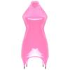 Dámské spodní prádlo Bodycon šaty s podvazkovými klipsy Lakovaná kůže Bodycon šaty Halter bez rukávů vzadu zip na zip Party Club šaty Klubové oblečení