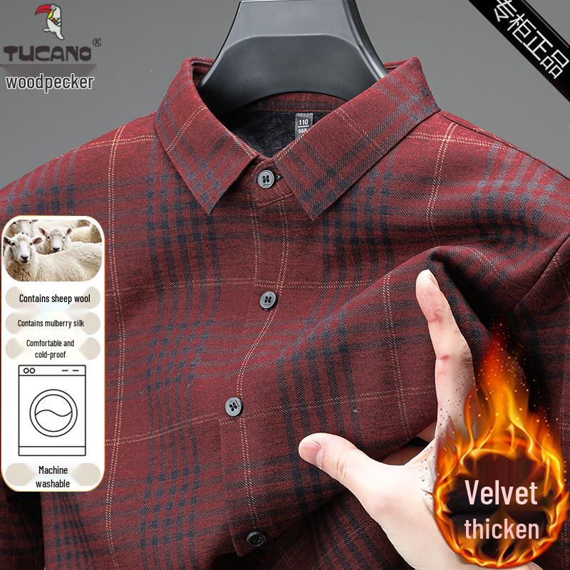 

Woodpecker Men s Cashmere Striped Winter Sweater - Long Sleeve, Thick, Warm, Casual Dad Shirt M fits 90-120kg червоний