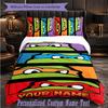 Personalized 3Pcs Bedding SetTeenage Mutant Ninja Turtles Custom Text Duvet Cover Pillowcase Set Bedroom Gift