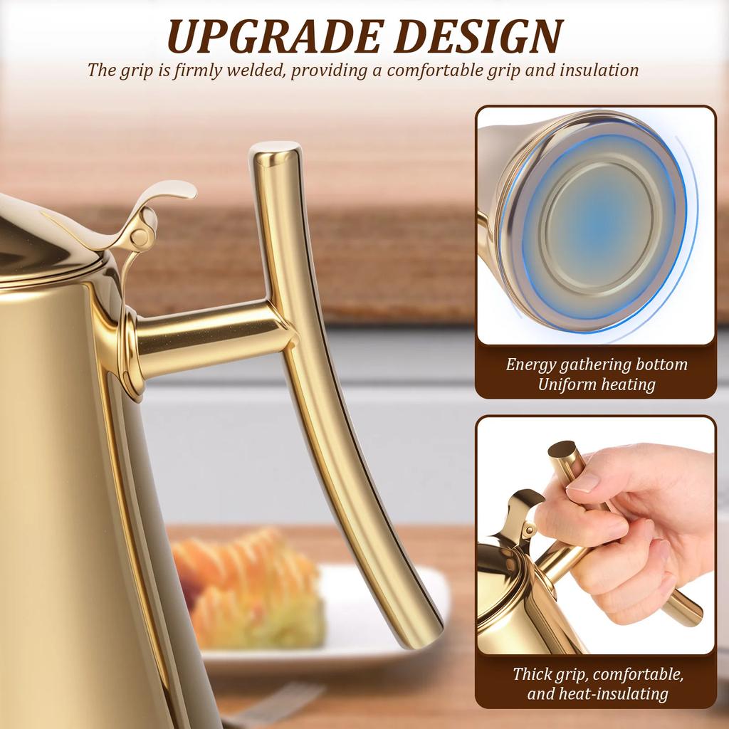 304 Stainless Steel 2L Induction Cooker Kettle Ergonomic Handle with Detachable Filter Store Restaurant Office Hot Water Kettle