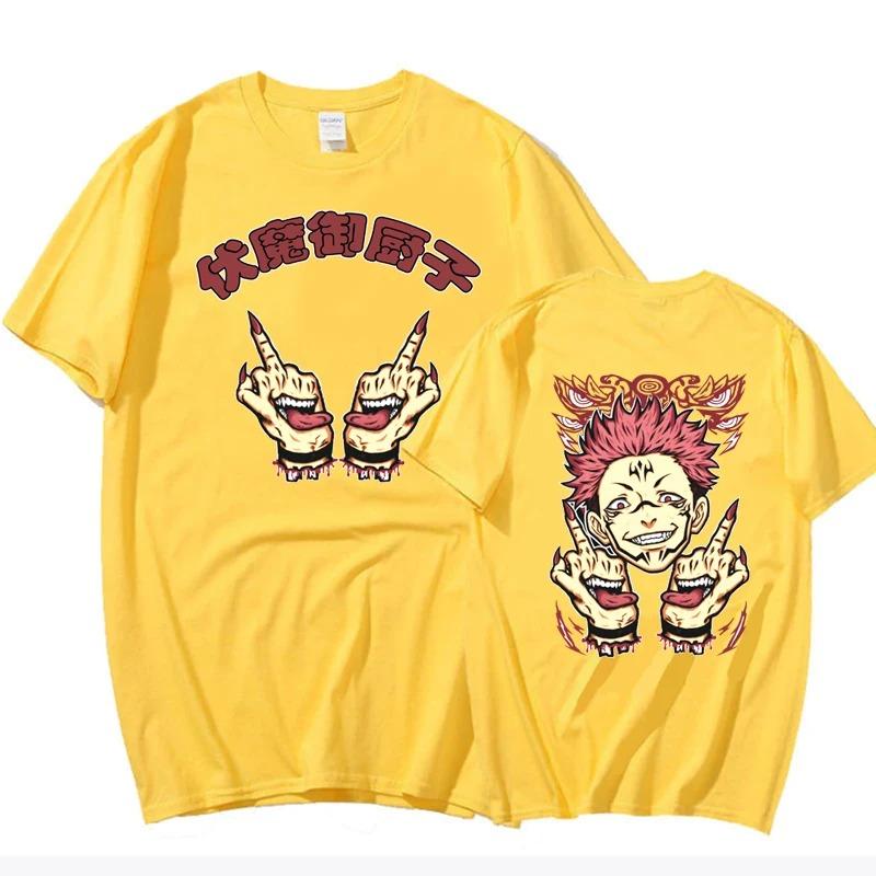 Japanese Anime Print T-shirt Summer Loose Oversized Men Cotton Short Sleeves Harajuku Crew Neck Women Tee Y2k Clothes Streetwear