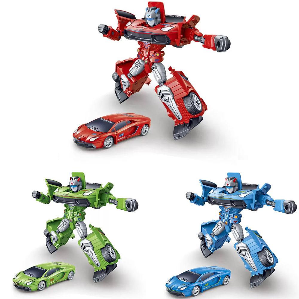 Children's mini transformation robot model toys comic brothers anime transformation men inertial police car mecha gift