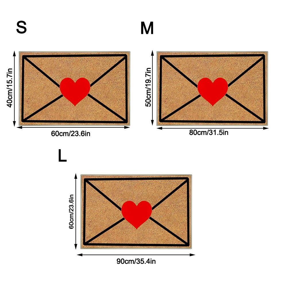 Envelope Heart Valentine Rug Crystal Velvet Wear-Resistant Door Mat Red Love Heart Welcome Floor Mats