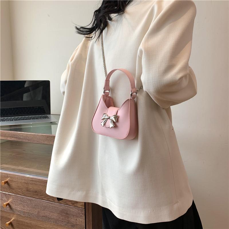 Niche Design New Bow Metal Buckle Mini Fashion One-shoulder Handbag Chain Crossbody Bag Women