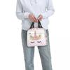 Schattig Eenhoorn Cartoon Patroon Draagbare Lunchbox Vrouwen Waterdicht Thermisch Koeler Voedsel Geïsoleerde Lunchtas School Kinderen Student
