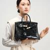 Geantă platinum cu model crocodil, geantă de umăr tip mesager, geantă de mână din piele naturală de vacă, capacitate mare, pentru femei, piele de lux ușor