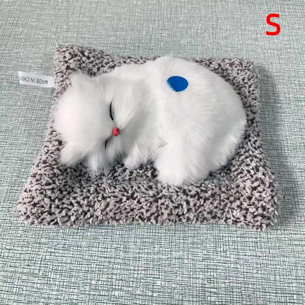 Simulated Cat Ornament With Built-in Activated Carbon Purifying Air Cute Doll Car Decor Sleeping Cat Figurine Press To Sound