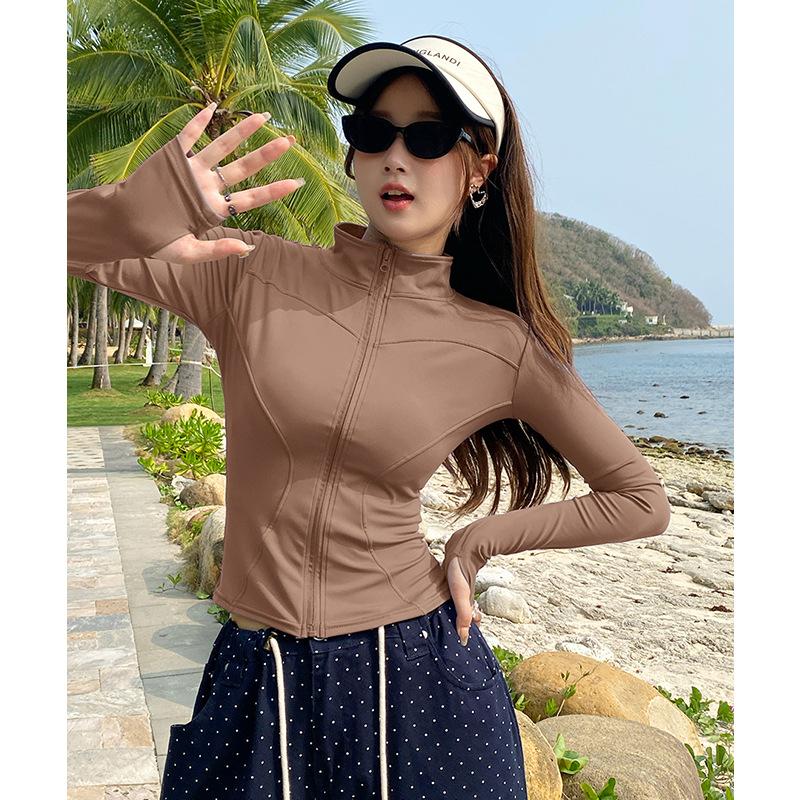 Sunscreen Clothes Yoga Clothes Zipper Fashion Sports Jacket Running Training Long Sleeves Slim Skinny Fitness Top Quick Drying
