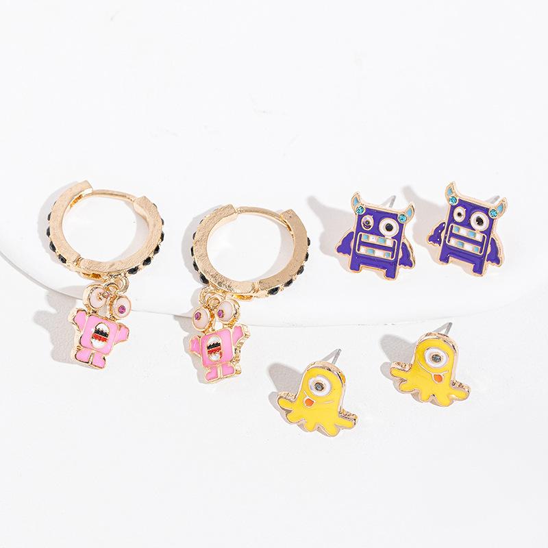 Halloween Drip Earrings Ornament Monster Diamond Pumpkin Stud Earrings Witch Mask Earrings