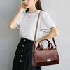 Handtasche aus Leder für Damen im Vintage-Stil Boston Bag mit verstellbarem Riemen Damen Schulter-Crossbody-Tasche einfarbig