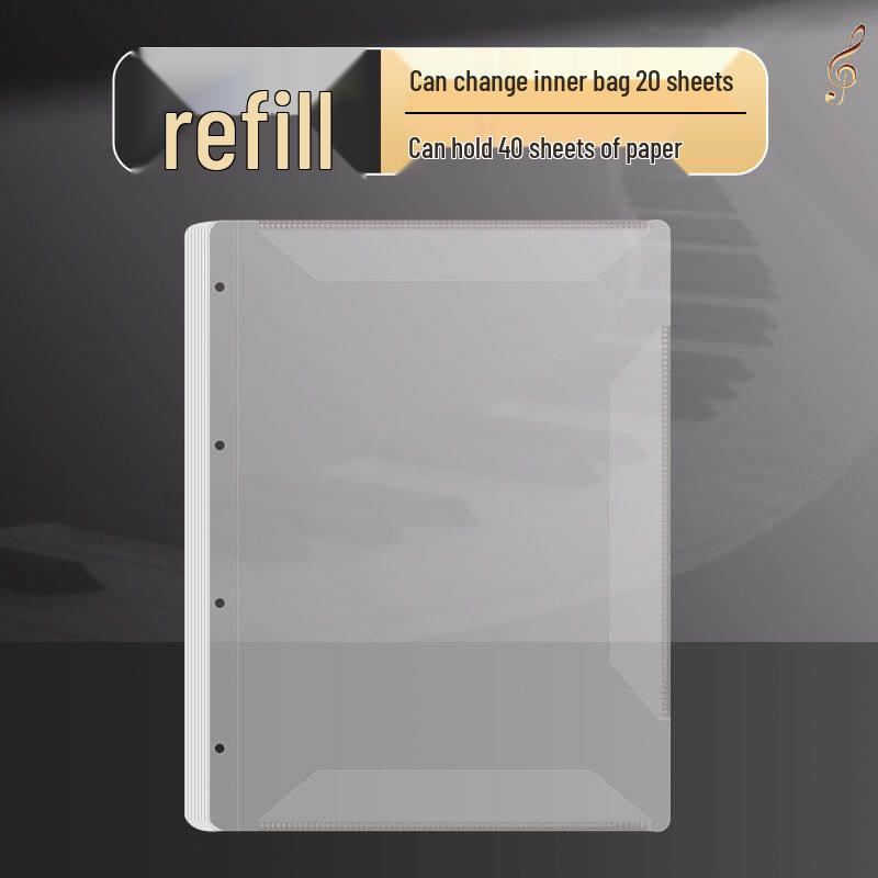 

Black Non-Reflective Sheet Music Clip & Folder for Piano and Drum Stands with Transparent Insert Pages Default