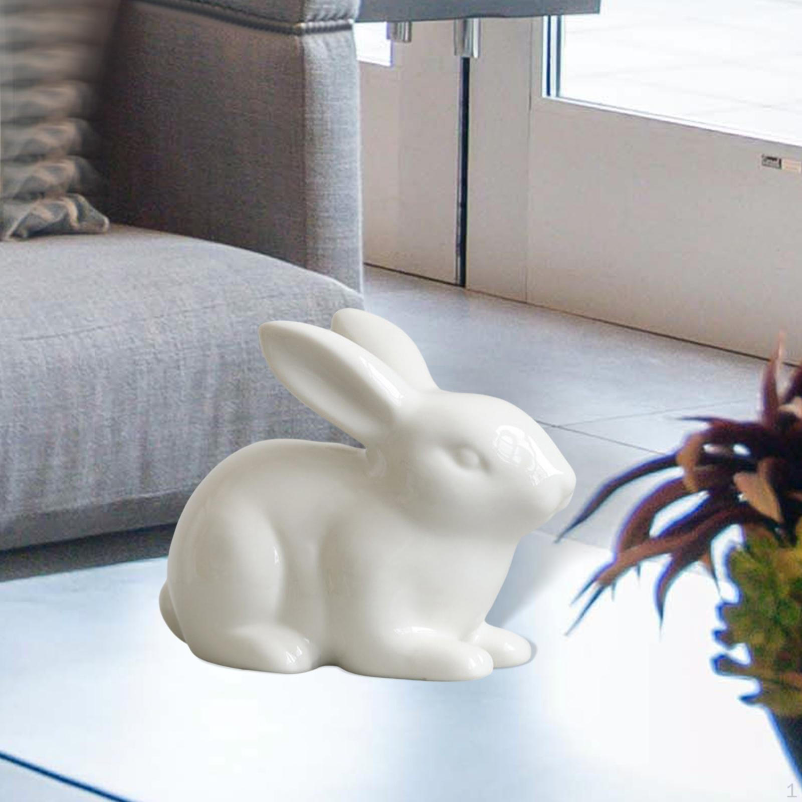 

Фигурки кроликов, миниатюрные скульптуры, керамические изделия, Коллекционная статуя кролика для декора полки C 7x10cm