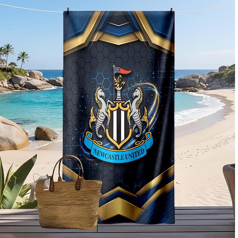 Asciugamano da Spiaggia con Stampa del Newcastle United Football, Asciugamano Grande Morbido ad Asciugatura Rapida per Spiaggia Campeggio Nuoto