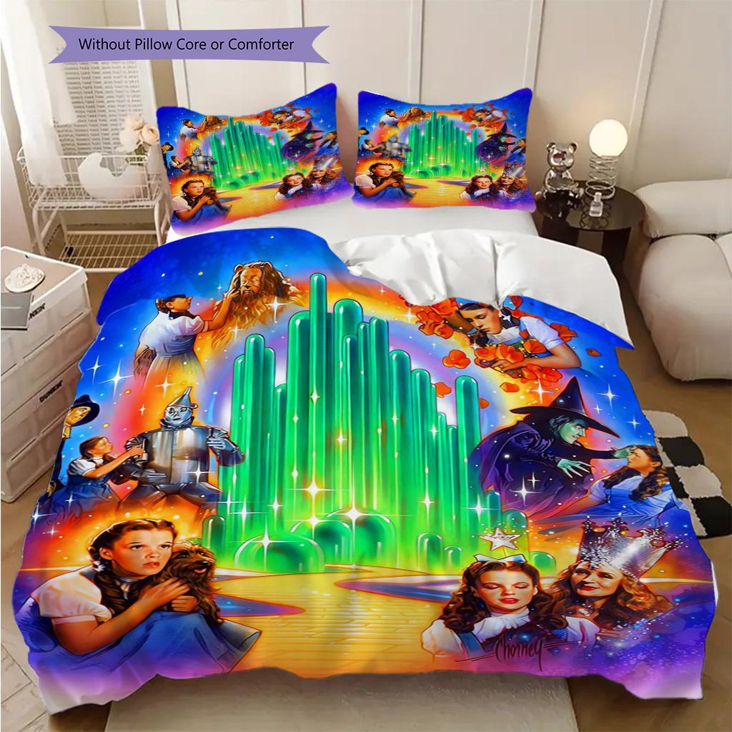 Fantasy Journey Through Emerald City Three-piece set (1 * duvet cover + 2 * pillowcase, without core) 2D Flat Soft and comfortable Bedding set