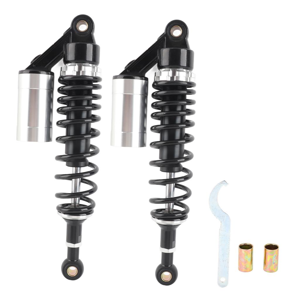 Pair 340mm Motorcycle Shock Absorber Rear Suspension Spring Universal for ATV SUVBlack Silver