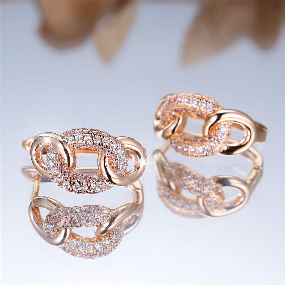 Trendy Crystal White Zircon Hoop Earrings For Women Vintage Gold Color Wedding Jewelry