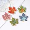 Color Painted Maple Leaves Design Metal Brooch Pin Zircon Decoration Gold Color Collar Lapel Brooches Pins Women Party Jewelry
