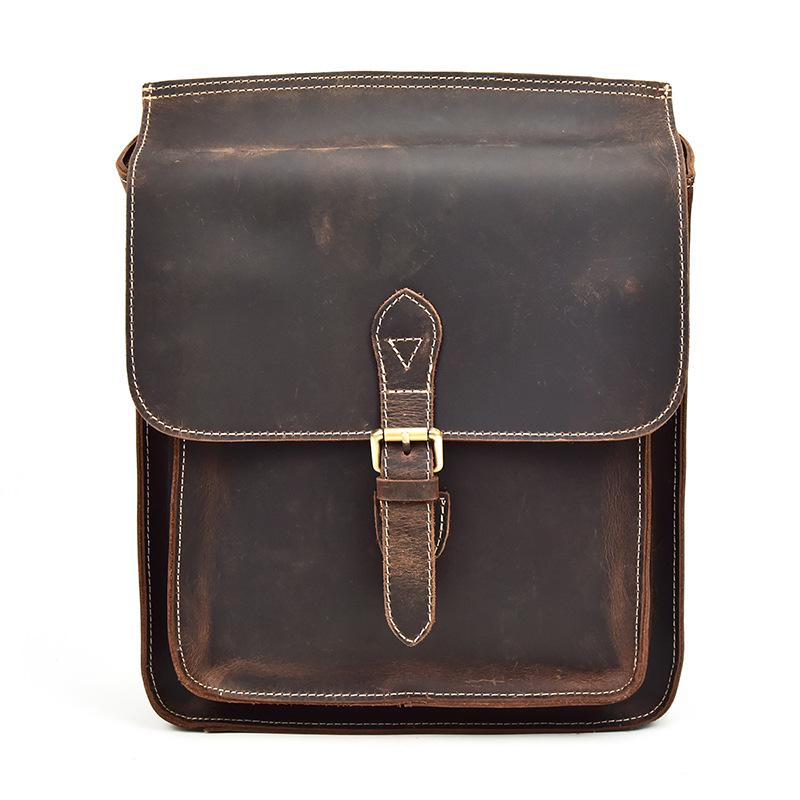 

Рюкзак из натуральной кожи Crazy Horse для мужчин и женщин - Сумка европейского стиля для книг формата А4 из верхнего слоя 13 inch