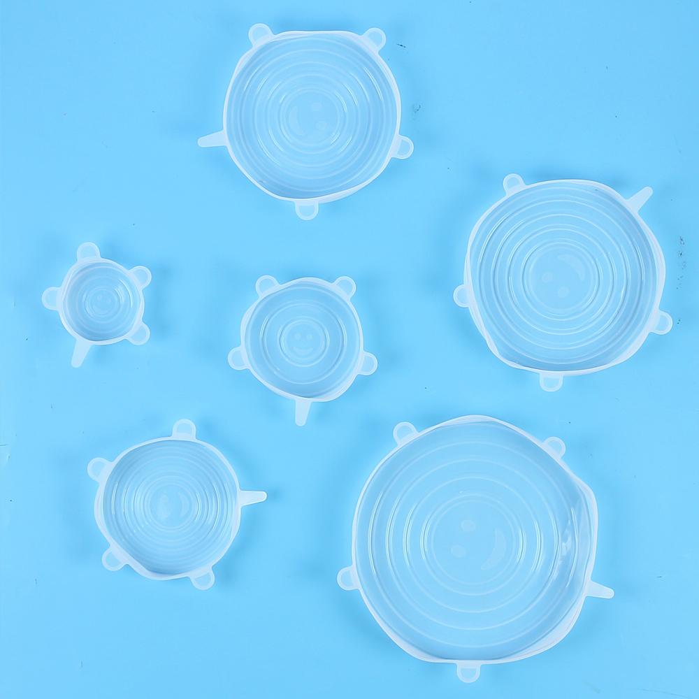 6 Stuks Siliconen Elastisch Deksel Universeel Voedselverpakking Stretch Deksel voor Kom Pot Schaal Herbruikbaar Voedsel Vers Houden Deksel 6 Maten