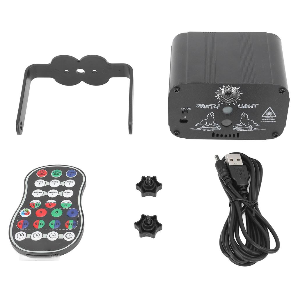 RGB Soundaktiviertes Partylicht mit Fernbedienung Wiederaufladbares LED-Blitz-Projektorlicht für