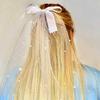 Bride Headpiece Veils Mantilla Bride Headwear Mantilla Gorgeous Veils Studded Pearls Mantilla for School Play Accessories